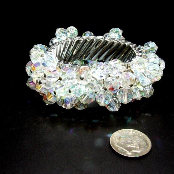 Vintage Japan Expandable Bracelet,  AB Crystal Beads, Cha Cha, 1960s - Picture 9 of 9